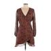 Gianni Bini Casual Dress - Wrap: Brown Leopard Print Dresses - Women's Size Large