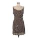 Charlie Holiday. Casual Dress - A-Line Plunge Sleeveless: Brown Zebra Print Dresses - Women's Size 8