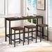 Dark Brown 4-Piece Counter Height Dining Table Set with 3 Bar Stools