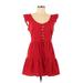 Casual Dress - A-Line Scoop Neck Short sleeves: Red Print Dresses - Women's Size Medium