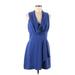 French Connection Casual Dress - A-Line Cowl Neck Sleeveless: Blue Print Dresses - Women's Size 6