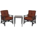 3 Piece Bistro Set Haywood KD Aluminum X Back Stationary Spring Chairs Rustproof 2 PCS Patio Chairs with Cushions & 24 Faux Wood Top Chat Table