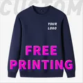 Customized 100% cotton sweatshirt with free logo image printing round neck hoodie autumn and