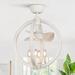 18.4-in Mid-century Modern Antique White Downrod Mounted Small Caged Ceiling Fan/ Chandelier with Light and Remote
