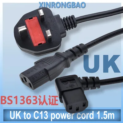 UK To IEC C13 Kettle Power Extension Cable 1.5m 1.8m For PC Computer Monitor Printer Printer TV AC Power Cord With Fuse 13A 250v