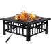 Grand Patio 32 Outdoor Fire Pit Bonfire Wood Burning Fire Pit for Outside Square Backyard Patio Firepit Table with Spark Screen Cover Safe Mesh Lid & Poker for Warmth BBQ or Cooler