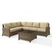 Maykoosh Rustic Recluse 5Pc Outdoor Wicker Sectional Set Sangria/Weathered Brown - Right Side Loveseat Left Side Loveseat Corner Chair Arm Chair & Sectional Glass Top Coffee Table
