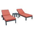 HomeStock Victorian Elegance Modern Outdoor Chaise Lounge Chair Set of 2 With Side Table & Cushions