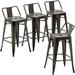 xrboomlife Changjie Metal Barstools Set of 4 Industrial Stools Counter Stools with Backs Indoor-Outdoor Counter Height Stools (26 inch Silver)