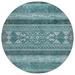 Addison Rugs Chantille ACN714 Teal 8 x 8 Indoor Outdoor Round Area Rug Easy Clean Machine Washable Non Shedding Bedroom Entry Living Room Dining Room Kitchen Patio Rug