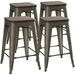 24 Inch Stools for Kitchen Counter Height Indoor Outdoor Metal Rustic Gunmetal Wooden Seat