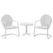 Maykoosh Suburban Sophistication 3Pc Outdoor Metal Armchair Set White Gloss/White Satin - Side Table & 2 Chairs