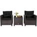 xrboomlife 3PCS Patio Set Outdoor Rattan Wicker Conversation Set Patio Bistro Sofa Set with Washable Cushions and Tempered Glass Top Coffee Table
