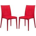 xrboomlife Hickory Indoor-Outdoor Modern Weave Design Stackable Dining Side Chair Set of 2 (Red)