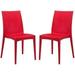 xrboomlife Hickory Indoor-Outdoor Modern Weave Design Stackable Dining Side Chair Set of 2 (Red)