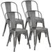 xrboomlife Iron Metal Dining Chair Stackable Indoor-Outdoor/Classic/Chic Industrial Vintage Chairs Bistro Kitchen Cafe Side Chairs with Back Set of 4 (Black)
