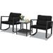 HBBOOMLIFE 3 Pieces Rocking Bistro Set Outdoor Patio Rocking Chairs with Coffee Table Rattan Wicker Conversation Set for Garden Lawn Backyard Balcony