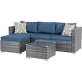 xrboomlife Outdoor Patio Sets All-Weather Rattan Outdoor Sectional Sofa with Tea Table and Cushions Upgrade Wicker Patio sectional Sets 3-Piece (Khaki)