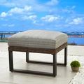 HBBOOMLIFE Patio Ottoman Wicker Outdoor Footstool Small Seat Rattan Cushioned Coffee Table Steel U-Shape Legs for Garden Yard Lawn Deck Poolside Grey