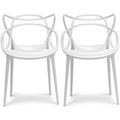 HBBOOMLIFE Set of 2 Gray Stackable Contemporary Modern Designer Wire Plastic Chairs with Arms Open Back Armchairs for Kitchen Dining Chair Outdoor Patio Bedroom Accent Balcony Office Work
