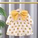 eczipvz Baby Girl Clothes Toddler Kids Baby Girls Patchwork Long Ruffled Sleeve Bowknot Polka Dot Teenager (Yellow 12-18 Months)