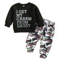 Shiningupup Toddler Boys Long Sleeve Letter Prints Tops and Pants Child Kids 2Pcs Set Outfits Kids Clothese Gifts Bulk Adult Baby Boy Outfits 0 3 Months Wedding Baby Boy Romper 3 6 Months