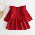 B91xZ Girl s Long Sleeve Dresses Warm Sweater Dress Knit Crochet Dresses Clothes (Red 2-3 Years)