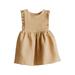 EHQJNJ Baby Girl Outfits 12-18 Months Winter Summer Toddler Girl Linen Cotton Sleeveless Solid Color Print Dress Soft and Comfy Daily Wear Outfits Yellow Graphic Prints Toddler Shirt 5T