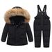 HBYJLZYG Down Warm Jacket Suit Jumpsuit Rompers Windproof Ski Suit Child Baby Boy Girl Coat Suit Winter Thickened Two-Piece Set Suit