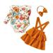 eczipvz Baby Girl Clothes Baby Girls Long Ruffled Sleeve Floral Print Romper Bodysuit Tops Solid Receiving (Orange 9-12 Months)