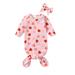 Baby Boys Girls Knotted Gown with Hat Set Cute Print Newborn Sleeper Sleeping Bag Cap/Headband Set