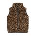 Toddler Baby Boys Girls Vest Fall Winter Warm Lightweight Leopard Print Sleeveless Fleece Zipper Up Jacket with Pocket Faux Fur Vest Plus Size Baby Girl Christmas Jacket 2023 18 Months-7 Years