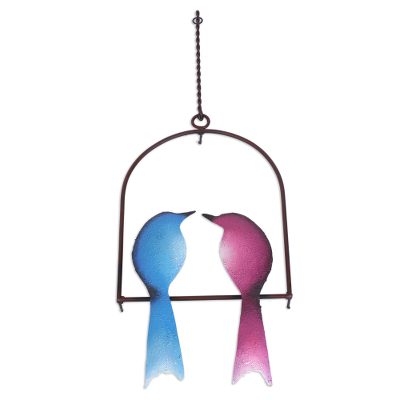 Romantic Birds,'Steel Wall Sculpture of Two Birds from Mexico'