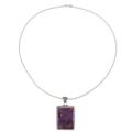 Purple Rectangle,'Rectangular Purple Composite Turquoise and Silver Necklace'