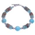 Open Skies,'Hand Crafted Jasper and Hematite Beaded Bracelet'