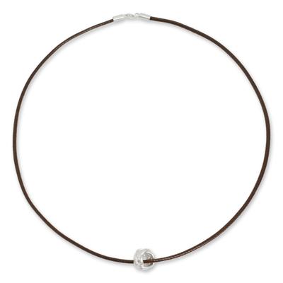 Men's sterling silver pendant necklace, 'Endless Knot'