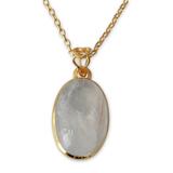 Gold vermeil rainbow moonstone pendant necklace, 'Misty Moonlight'