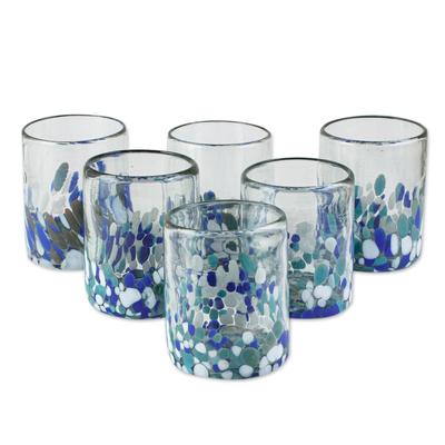 Blue Cool,'Blue Green and White Spotted Rocks Glasses (Set of 6)'