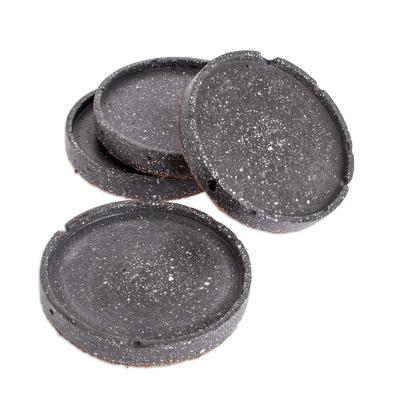 Speckled Black,'Molded Cement Round Coasters in Sp...
