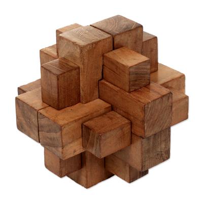 Don't Forget,'Javanese Artisan Crafted Recycled Teak Wood Puzzle'