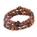 Andean Temples,'Set of 3 Tiger's Eye and Ceramic Beaded Bracelets from Peru'