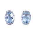 Precious Gift,'Rhodium Plated Blue Topaz Stud Earrings from Thailand'