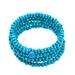 Blue Spin,'Handcrafted Blue Wood Beaded Wrap Bracelet with Bells (1 In)'