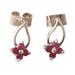 Spring of Passion,'Floral Sterling Silver Drop Earrings with Ruby Stones'