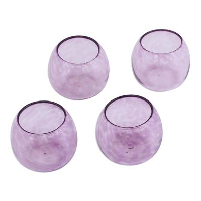 Lilac Relaxation,'Recycled Glass Wine Glasses in Lilac from Mexico (Set of 4)'