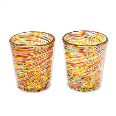 'Eco-Friendly Handblown Multicolor Juice Glasses (Pair)'
