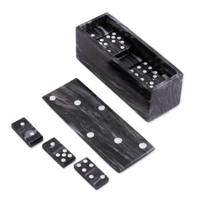 Fascinating Challenge,'Grey Marble Domino Set from Mexico (6 Inch)'