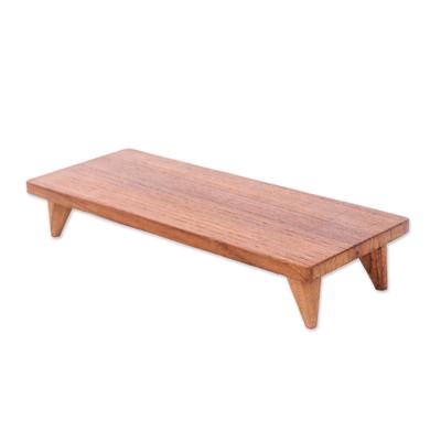 'Hand-Carved Minimalist Teak Wood Decorative Tray (Large)'