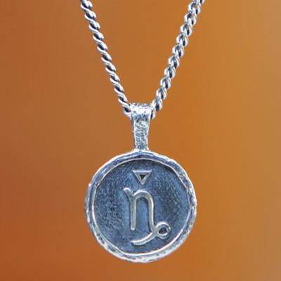 Capricorn Charm,'Sterling Silver Necklace with Capricorn Zodiac Sign Pendant'