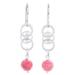 Ring Mood,'Pink Jade Dangle Earrings with Sterling Silver Rings'